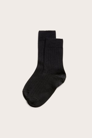 Kappahl | Ribbestrikkede sokker i ullblanding | Svart