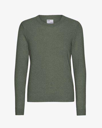 Women Light Merino Wool Crew - Dusty Olive - Female - S