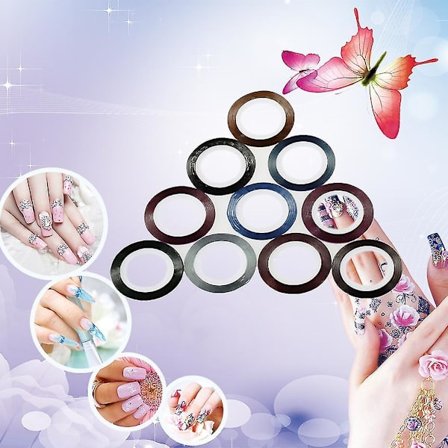 10 Färger Nagel Rullande Tejp Linje Dekoration