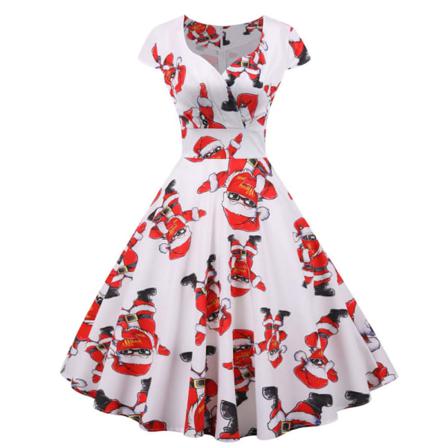 Christmas Damer Casual Vintage Swing Dress Afton Festklänning