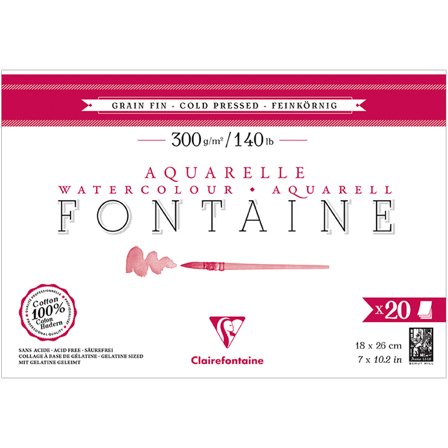 Clairefontaine Fontaine Akvarellblokk CP 18x26 cm 300g