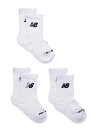 New Balance Youth Daily Essentials Cushion Crew Socks 3 Pack - White - S