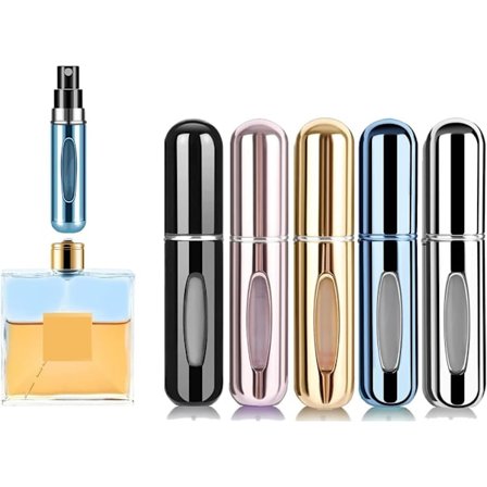 Parfymfördelare, 5-pack, parfym reseflaska, 5 ml påfyllningsbar parfymsprayflaska, lätt att fylla på, tom fördelare för handväska, handväska