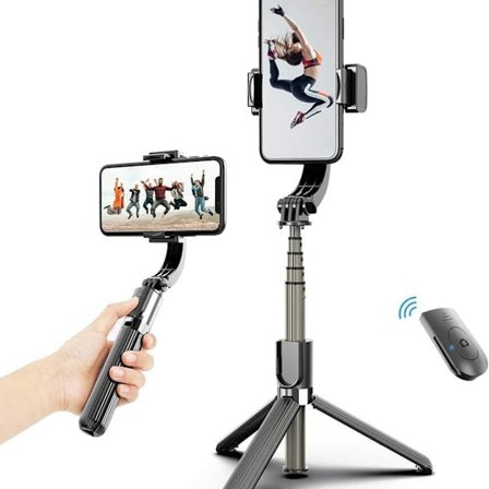 3 i 1 Telefon Gimbal Stabilisator Selfie Stick Stativ 86cm 5 Delar med KLB