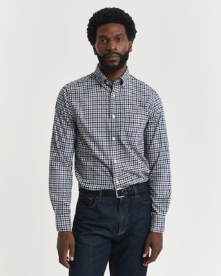 GANT - Regular fit skjorte i gingham-twill til herre naval blue