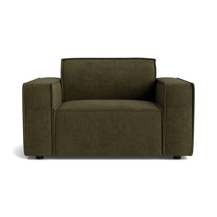 Lyon Sessel Moderner Polstersessel in Capri Dunkelgrün, Geripptes Design für Hohen Sitzkomfort im Wohnzimmer, Breite 80cm, Stilvolles Möbel