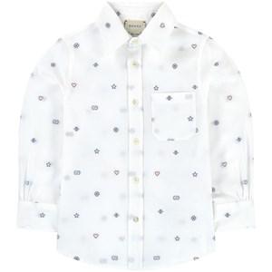 Kids - Gucci Embroidered oxford shirt - Tops - 10 years - Cream