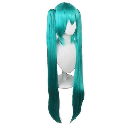 Vocaloid Cosplay- parykk 110cm Lang Grønn Rosa Med 2 Klips Miku Syntetisk Hår Parykk Green