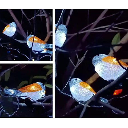 Vedenkestävä 5 LED-akryylilintu-valoköynnös Koti Puutarha Juhla Koristeloma Virtalähde Maisema Keijuvalo (Koko: D)