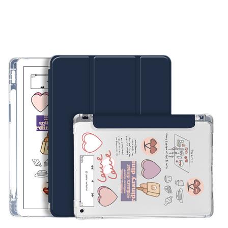 Etui til Ipad Pro(10,5 tommer) med indbygget blyantholder, Smart Case, [Understøtter blyantladning] Automatisk vågning/dvale, gennemsigtig bagside 