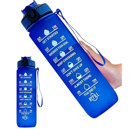 Motivoiva juomapullo 1L – Ajan ilmaisin, BPA-vapaa, Kevyt, matkoille, kuntosalille ja retkeilyyn