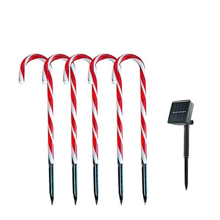 Candy Cane Utomhus Landskapsbelysning, 5-pack 40 Varmt Leds Ljusslingor Julgransbelysning