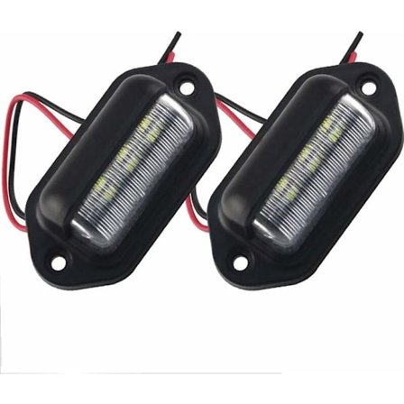 Universal 6LED LED Registreringsskyltsbelysning, Dörrstegsbelysning för Släpvagn, Husbil, Lastbil, 2-pack