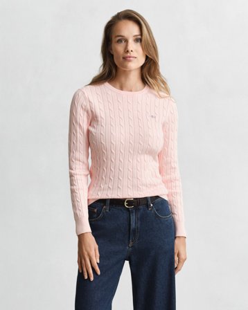 GANT Damen Zopfstrick Rundhalspullover aus Stretch-Baumwolle (XXL) Rosa