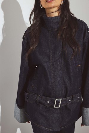 Victoria Quitzau x NA-KD Veste en jean à col haut - Vestes en jean - Bleu - EU 40