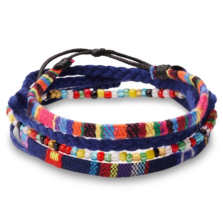 Bracelet Surfeur en Tissu Bleu Marine Multicolore pour hommes - Bracelets en corde