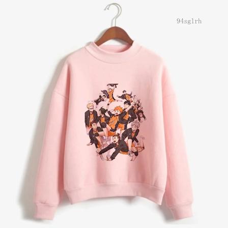 Anime Haikyuu Hoodie Toppar Herr Harajuku Mode Streetwear Kawaii Oya Grafisk Crewneck Pullovers Unisex sweatshirt Man 11312 11312 XL