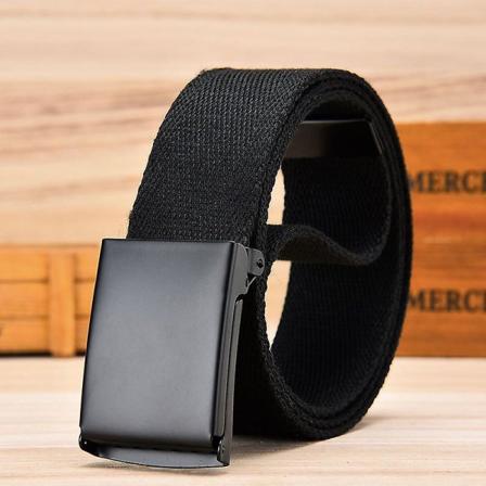 Klipp til pass Flip-top lerretsbelte Solid Black Military Buckle