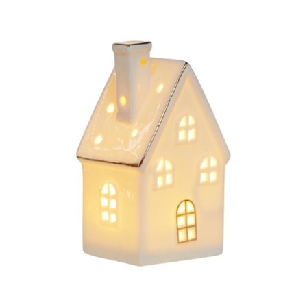 Keramikhuse | Belyst julelandsby | Lysende julehytte dekoration til pejs, soveværelse, stue, bord og midterstykke