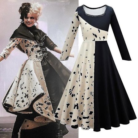 Cruella De Vil Kostume til Piger Madame Fancy Up Maskerade Optræden Outfit