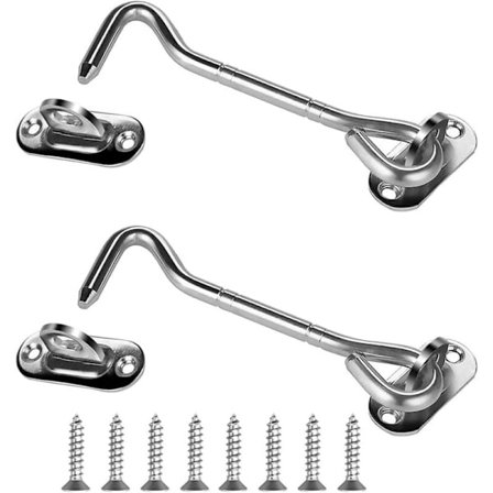 SHINING HOUSE Dørlås, Dørfanger, 2-pak rustfri stål stormkroge til altandør med monteringsskruer