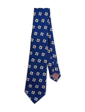 AN IVY | Blue Orange Triple Square Silk Tie | ONE SIZE