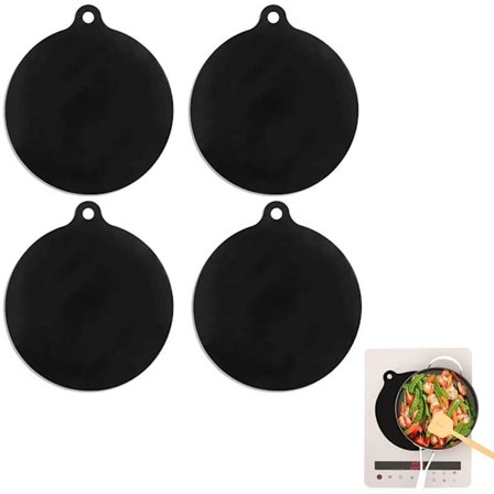 Induksjonsbeskyttelsessett - 4 deler - 22 cm - Pannebeskyttere - Induksjonsdekselplate - Koketoppdekselplate - Runde induksjonsmatter