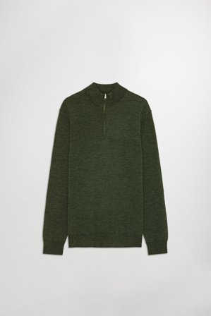 NN.07 Sergio Zip Mock Polo Herre Grøn Certified Wool