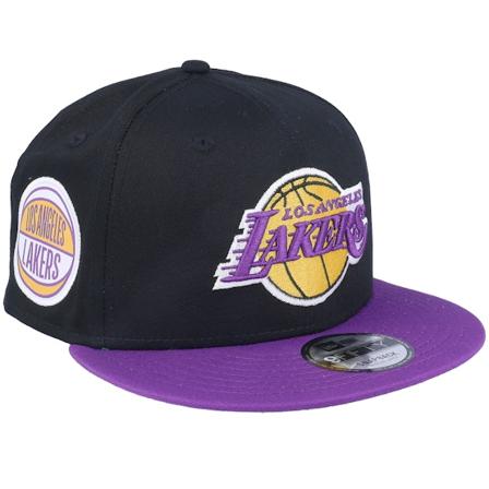 New Era - NBA Zwart snapback Cap - Los Angeles Lakers Contrst Side Patch 9FIFTY Black/Purple Snapback @ Hatstore