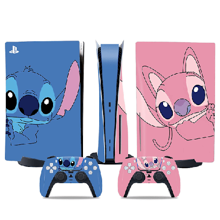 PS5-klistermærke til optisk drev, cool PS5-skin, controller, til PS5-konsol og controller, sødt klistermærke, sødt skin, tegneserieanime, Lilo Stitch