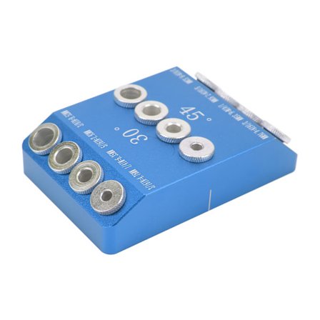 4 størrelser lommehulsbor guide jig høj hårdhed bærbar enkel betjening hul jig 30 45 90 grader blå