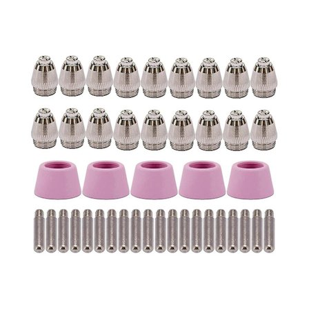 45PK Plasmaskärare Brännare Förbrukningsmaterial Elektrodmunstycken Koppar Kit för -60 SG-55 WSD-60 Passar CUT-60 LGK [DB]