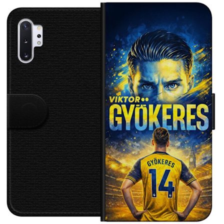 Kompatibelt Lommeboketui til Samsung Samsung Galaxy Note10+ Viktor Gyökeres fotballplakat i gult og blått med dramatisk stadionbakgrunn, sportillust