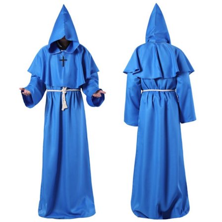 Monk Robes Halloween kostumer BLÅ L