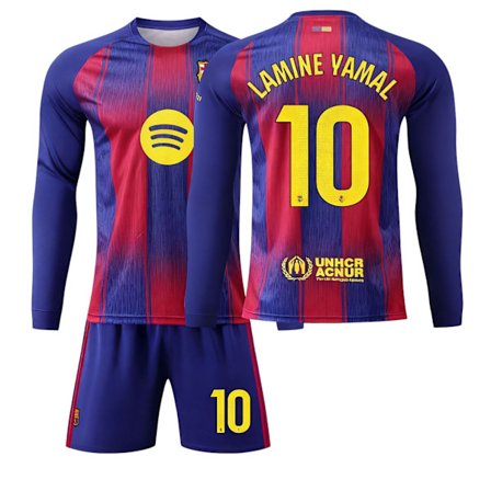 Barcelona LAMINE YAMAL #10 2025/2026 Barca Langærmet Hjemmebanetrøje/Shorts Sæt Voksen/Ungdom