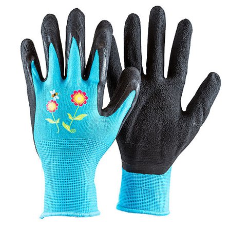 BATEX Hagehanske blå med latexbelegg i håndflaten. Str. 10