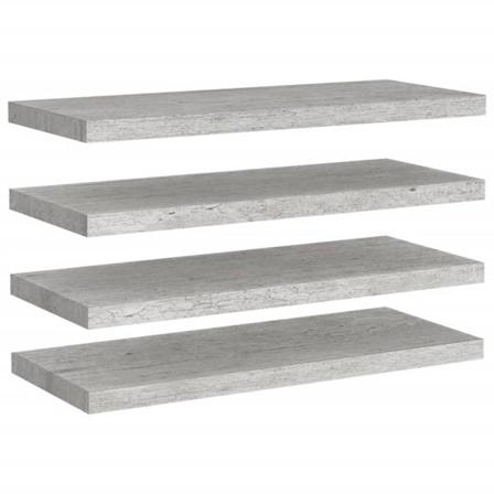 Vidaxl Svävande Vägghyllor 4 St Betonggrå 80x23,5x3,8 Cm Mdf Grå