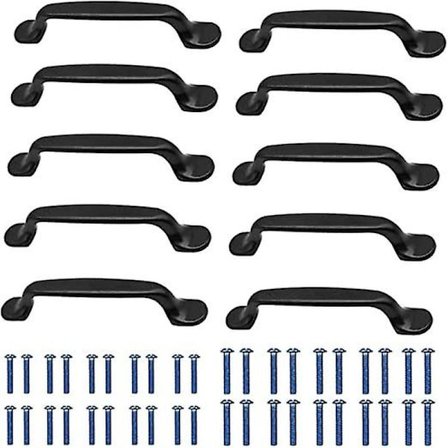 10 stk Skaphåndtak, (96 mm Hullavstand) Svarte Kjøkkenskap Drag Håndtak Sink Legering Kjøkkenskap Dørhåndtak