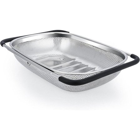 Rostfri diskbänkskorg grönsakstvätt avloppsställ köksförvaringshållare 18x27x8cm