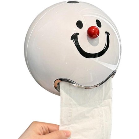 Kreativ Magisk Kugle Toiletpapirholder, Smiley Ansigt Design, Vægmonteret Tissueboks til Badeværelse, Køkken, Stue, 17.2 x 17.2cm