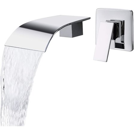 Enspaks väggmonterad tvättställsblandare 2 hål vattenfall badkarsblandare för tvättställ eller badkar med blandare i mässing