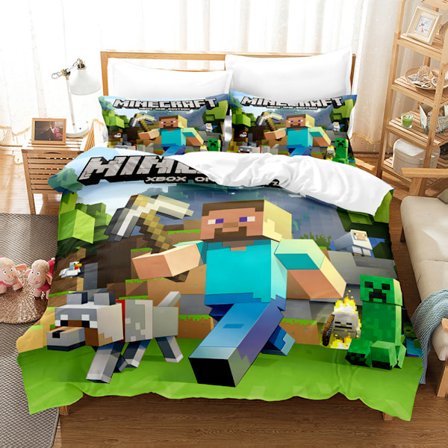 Minecraft My World Tredelat Påslakanset Överkast Lakan Örngott Sängkläder