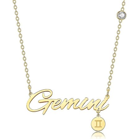 Zodiac-halsband, Lmell Konstellationstecken Hänge i Rostfritt Stål Guld Halsband Present