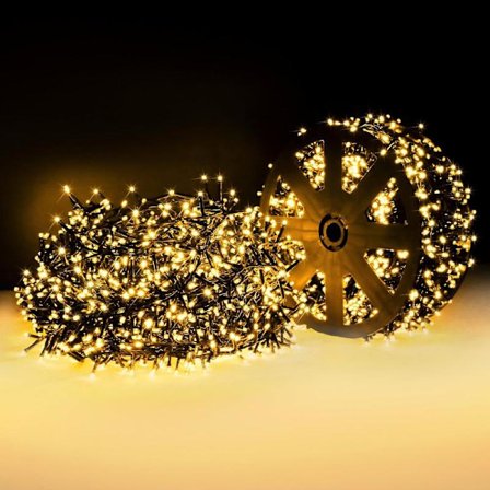 1000LED 30M Lyslenke Utendørs/Innendørs, Julebelysning Varmhvit Nettilkoblet, 8 Moduser Vanntette Lyslenker - Grønn Kabel