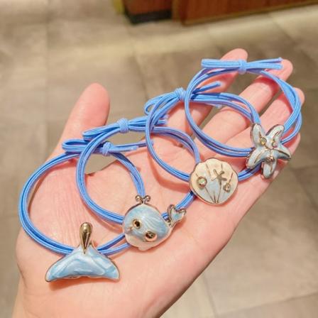 4 stk Søte Dyr Scrunchies Liten Hval Hårbånd Hårring Elastisk Hårtau for Jenter
