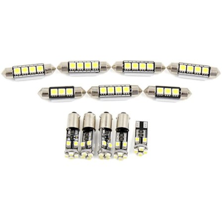 12 stk hvite LED-kupelys for bilinteriør, kartlesing og bagasjerom