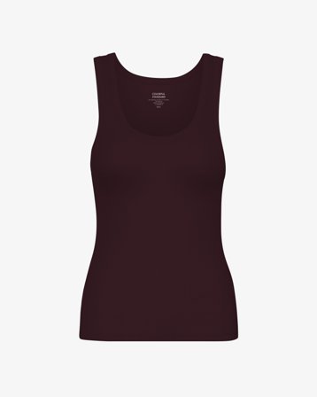 Women Organic Rib Tank Top - Oxblood Red XL
