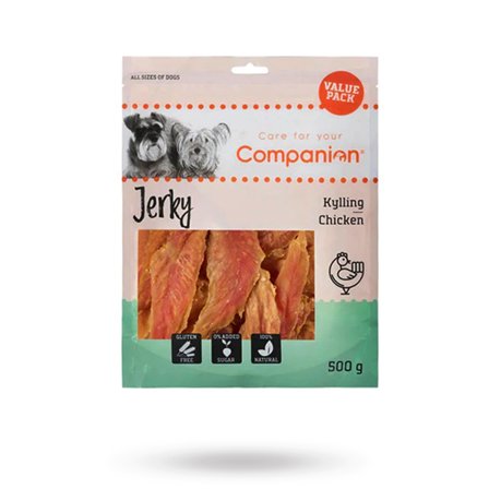 Companion - Companion Chicken Jerky 500g - Matskåler, Hundegobiter & Tyggeben til hund & katt på Doggie.no - Hundegodbiter, Tyggebein & matskåler