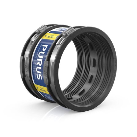 Purus 3032541 Gumminippel svart, med slangklämmor, Inomhusavlopp