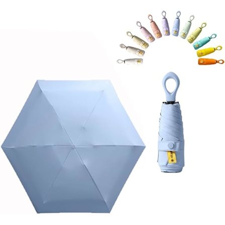 Mini Solskydd Parasoll Loop Lättviktig Liten Bärbar Ryggsäck/Regn och Solskydd/Skuggning/UPF 50 UV-skydd - Blå